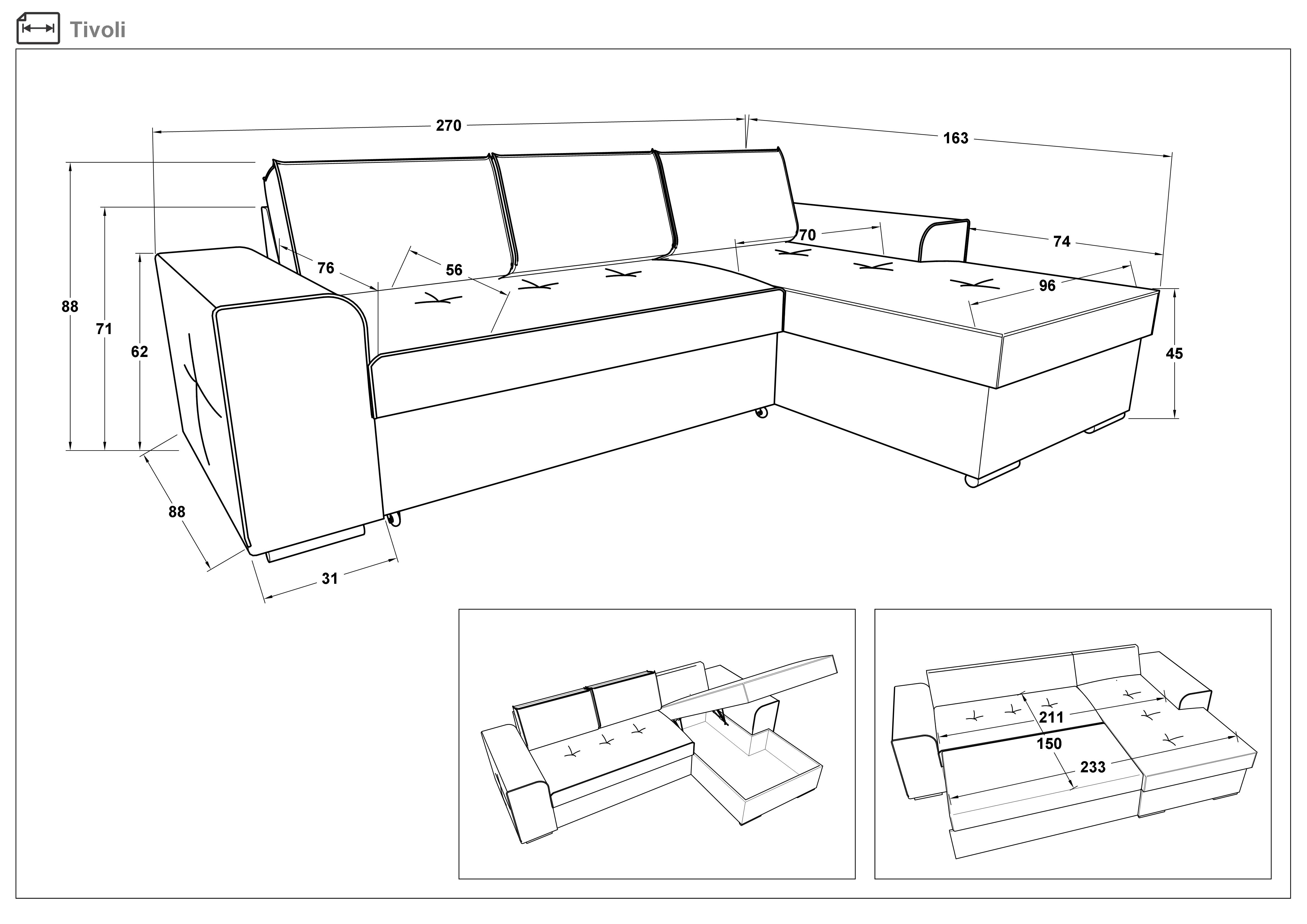 Extendable sofa Tivoli, Tivoli, brown | Furniture Videnov