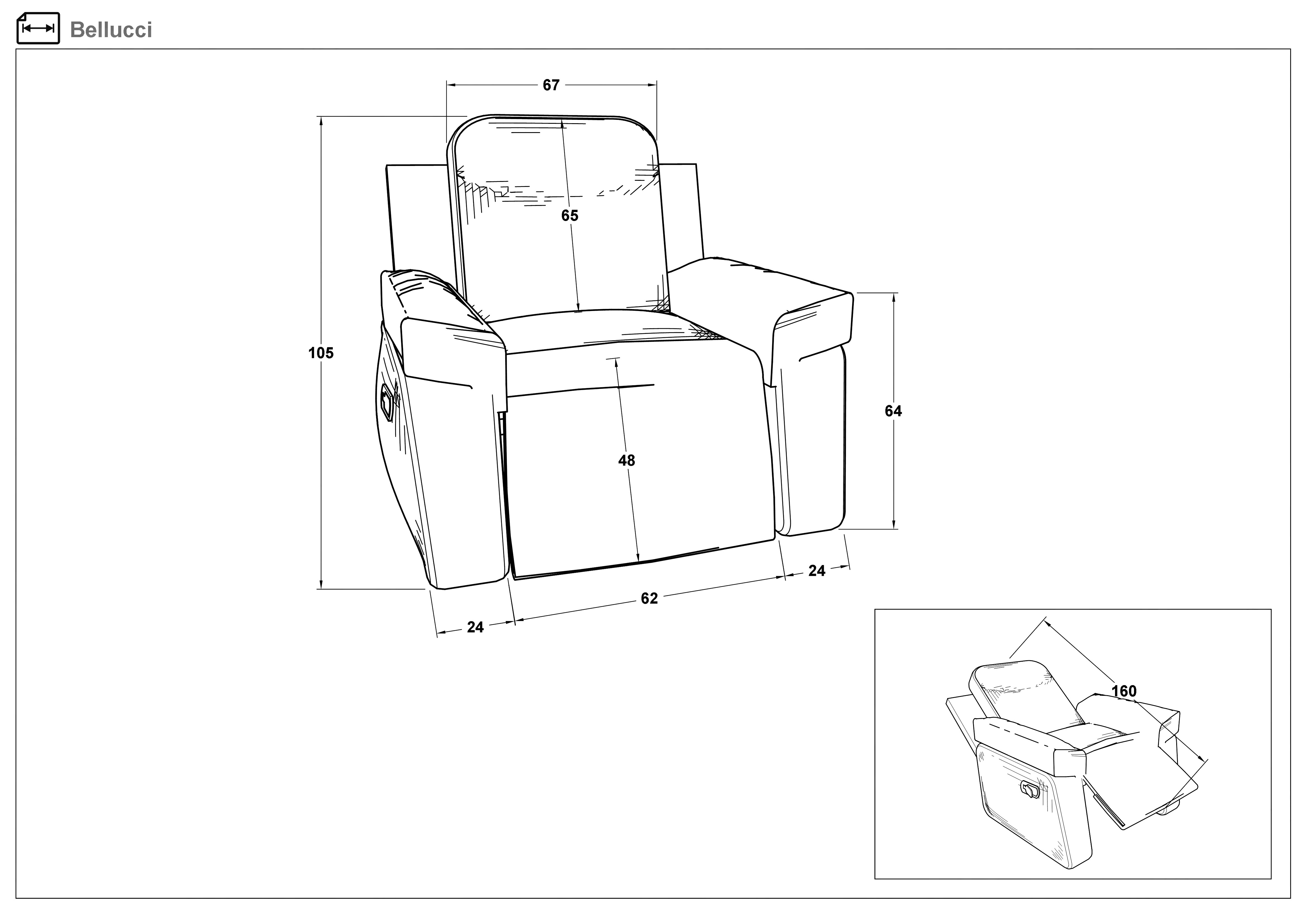 Recliner Beluchi, armchair, Bellucci, grey | Furniture Videnov